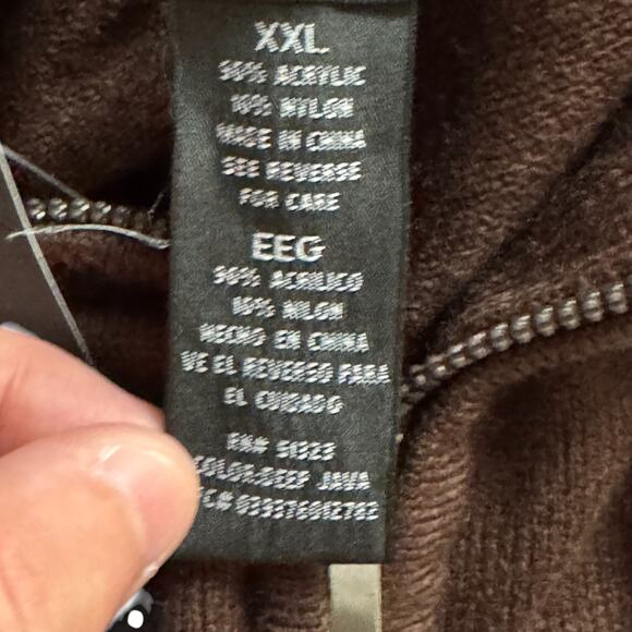 Josephine Chaus Brown Full Zip Sweater XXL Ribbed Collar Long Sleeve - Picture 10 of 10